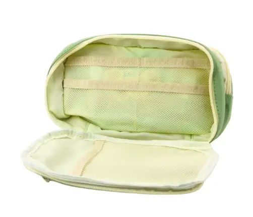 School Pencil Case Two-Compartment With Pockets Capacious Green 22cm