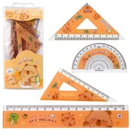 Set of Geometric Tools Capybara Ruler Protractor Squares 4pcs Set of Geometric Tools Capybara Ruler Protractor Squares 4pcs