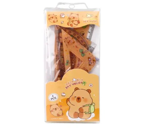 Set of Geometric Tools Capybara Ruler Protractor Squares 4pcs