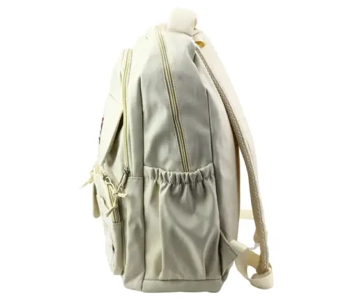 Urban School Backpack Capybara Keychain Badges Beige Cream 25L 42cm