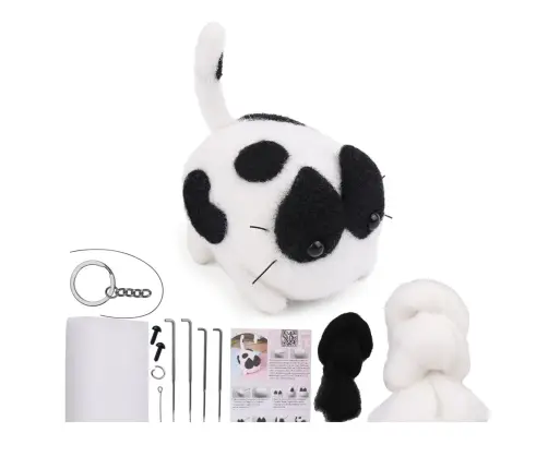 DIY Felting Kit - Brown and White Kitten