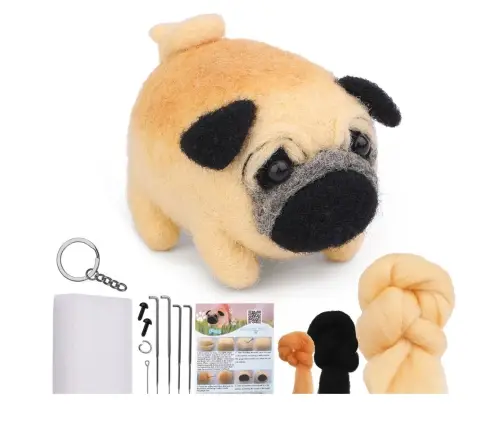 DIY Felting Kit - Brown and White Kitten