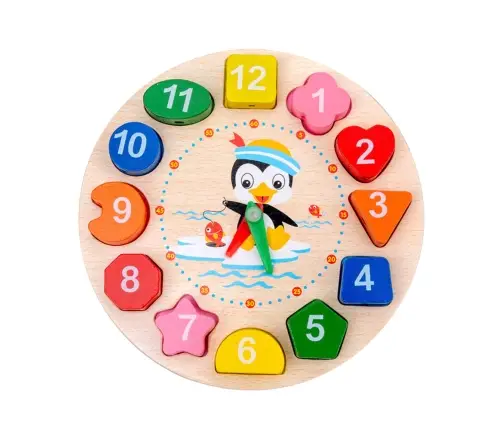 Montessori-Lernuhr aus Holz, zum Lernen der Stunden, Fädelblöcke Montessori-Lernuhr aus Holz, zum Lernen der Stunden, Fädelblöcke