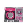 Home Appliances Set Interactive Washing Machine Lights Sounds Accessories Pink Black