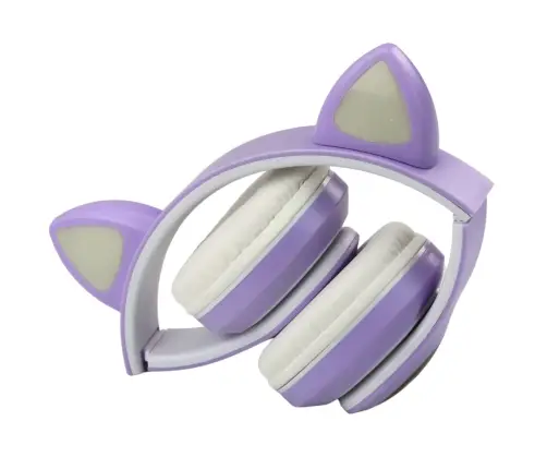 Wireless Headphones For Kids On-Ear Bluetooth Cat Ears Purple