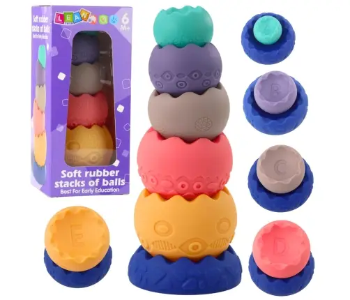 Educational Set Soft Eggs Balls With Numbers Sensory Tower 6 pcs.
