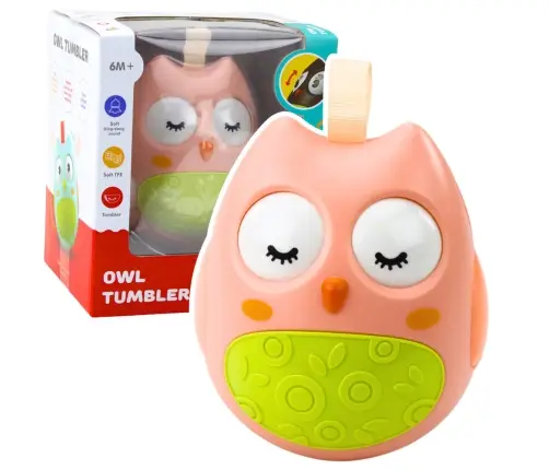 Owl Wańka-Wstań For Babies Bells Sound Pink