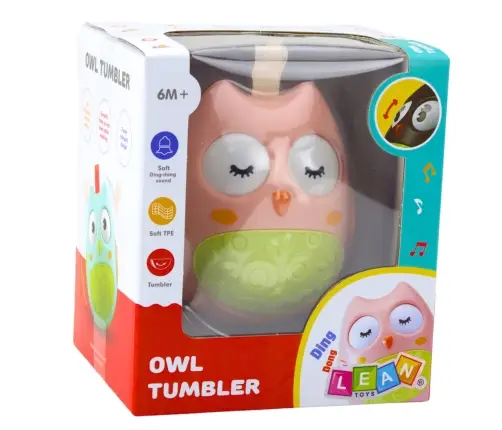 Owl Wańka-Wstań For Babies Bells Sound Pink