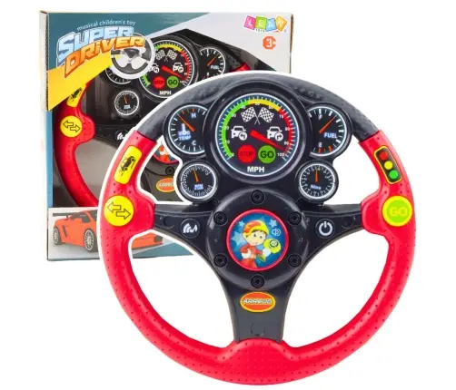 Interactive Steering Wheel For Kids Lights Sounds Vibrations Red