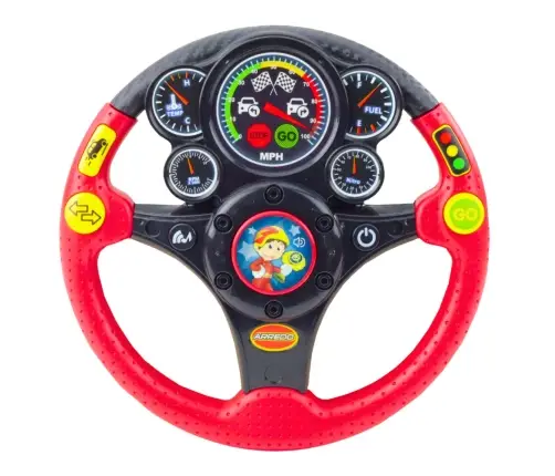 Interactive Steering Wheel For Kids Lights Sounds Vibrations Red