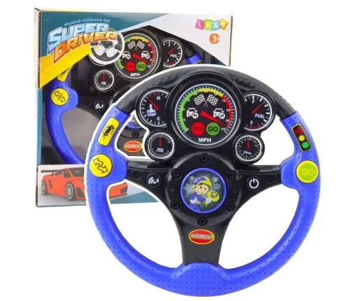 Interactive Steering Wheel For Kids Lights Sounds Vibrations Blue