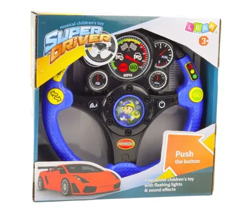 Interactive Steering Wheel For Kids Lights Sounds Vibrations Blue