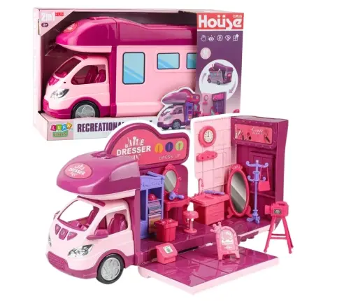 Foldable Doll Camper Wardrobe Accessories Pink 42 pcs.