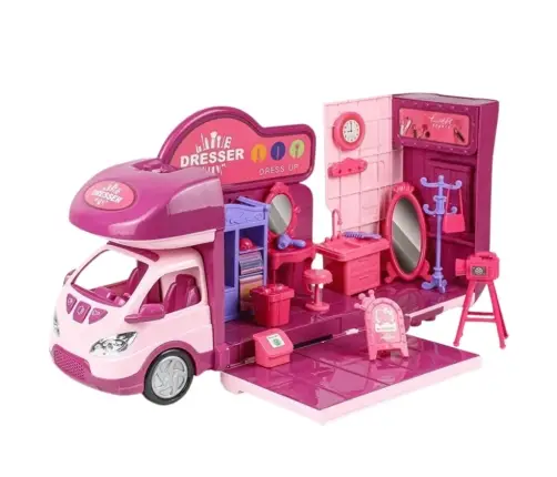 Foldable Doll Camper Wardrobe Accessories Pink 42 pcs.