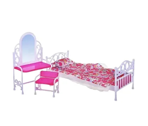 Doll Furniture Set Bed Dressing Table Chair Bedding Floral Doll Furniture Set Bed Dressing Table Chair Bedding Floral