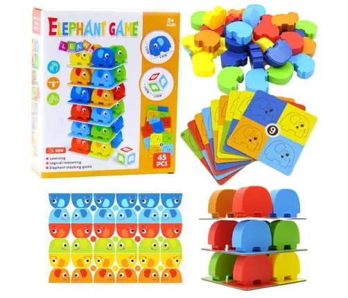 Family Arcade Game Elephant Tower Stacking 45 pcs.