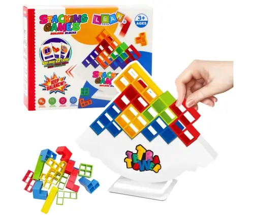 Balance Tower Skill Game Blocks 22 Cards 16 Blocks