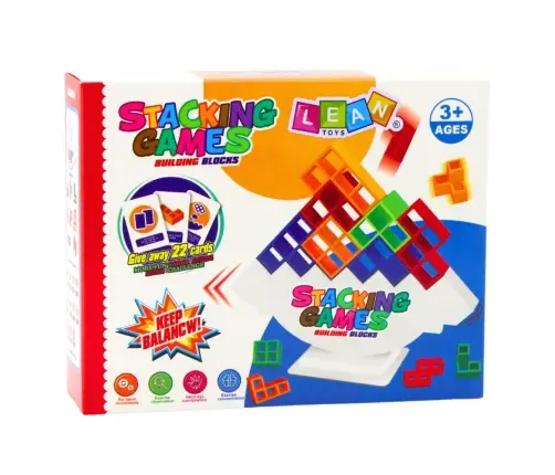 Balance Tower Skill Game Blocks 22 Cards 16 Blocks