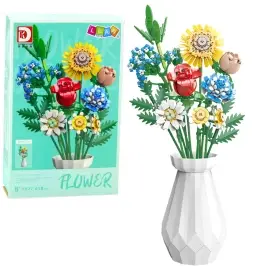 Construction Blocks Bouquet Flowers In Vase Colorful 618el Construction Blocks Bouquet Flowers In Vase Colorful 618el