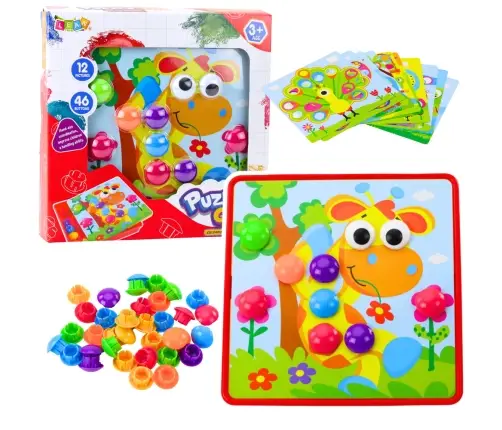 Button Mosaic Puzzle Creative Colorful 12 Boards 46 Buttons