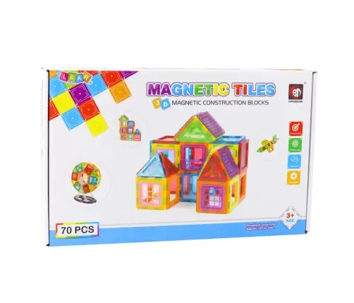 Set of Magnetic Building Blocks, Educational, Colorful, 70 pcs