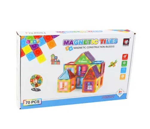 Set of Magnetic Building Blocks, Educational, Colorful, 70 pcs