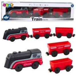 Mini Electric Magnet Train Locomotive 2 Wagons Red