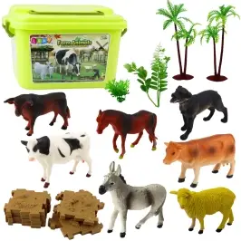 Set of Figures Animals Farm Plants Trees Chest 57 pcs