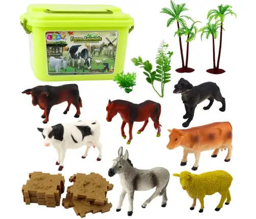 Set of Figures Animals Farm Plants Trees Chest 57 pcs