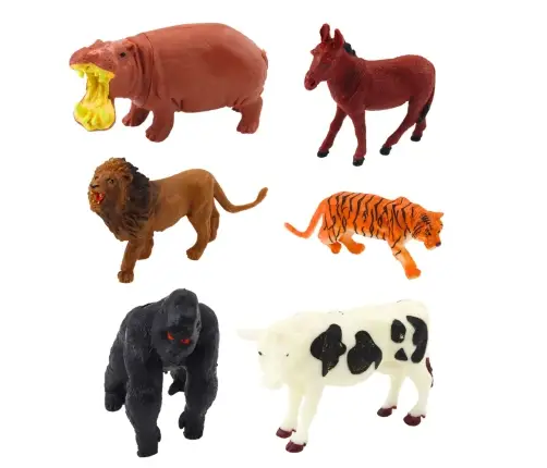 Set of Figurines Home Wild Animals Plants Chest 58 pcs