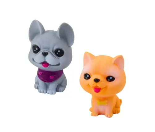 Set of Figures Rubber Dogs Squeaker Kennel Transporter 6pcs