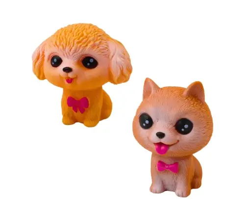 Set of Figures Rubber Dogs Squeaker Kennel Transporter 6pcs