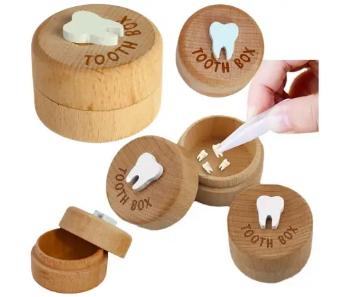 Wooden Box for Baby Teeth for Children with Engraving Tooth Box