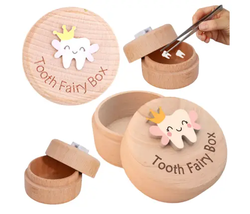 Wooden Box for Baby Teeth for Children with Engraving Tooth Fairy Box