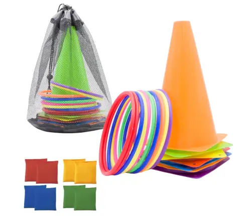 Sports Set For Arcade Games Cones Hoops Bags 29pcs