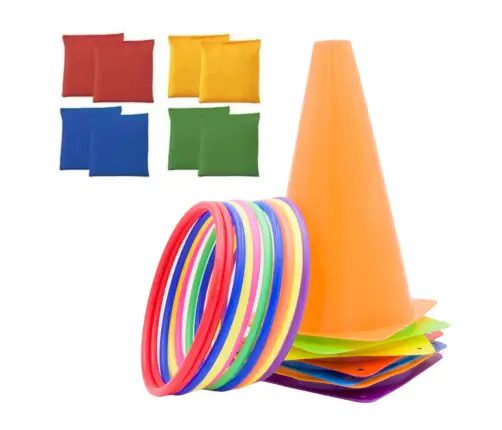 Sports Set For Arcade Games Cones Hoops Bags 29pcs