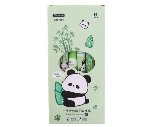Panda Bamboo Pen Set Green Black Ink 0.5mm 6pcs