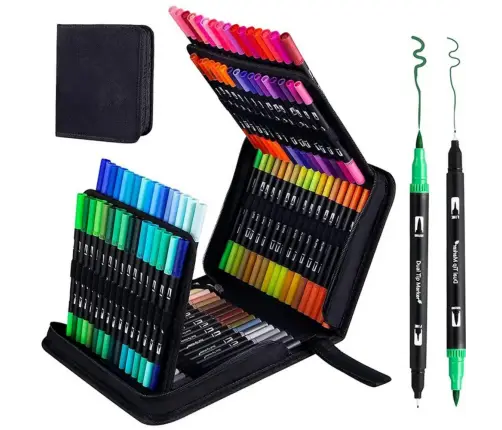 Set of 120 Double-Sided Waterproof Colored Markers