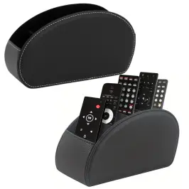 Remote Control Organizer Box 5 Compartments Black Eco-Leather