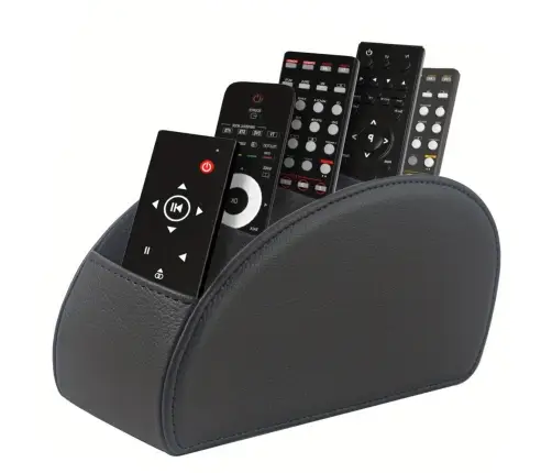 Remote Control Organizer Box 5 Compartments Black Eco-Leather