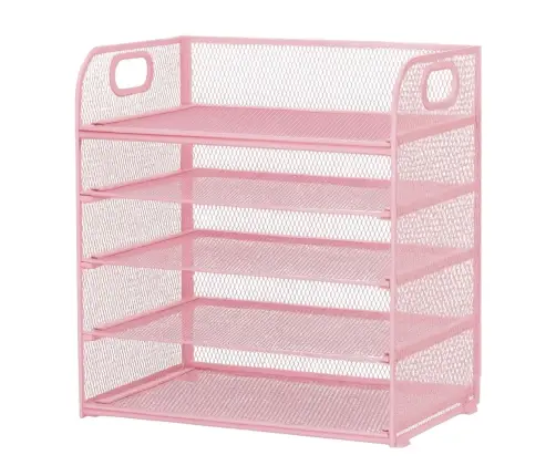 Metal Pink Office Supplies Organizer Container