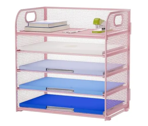 Metal Pink Office Supplies Organizer Container