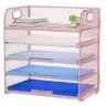 Metal Pink Office Supplies Organizer Container