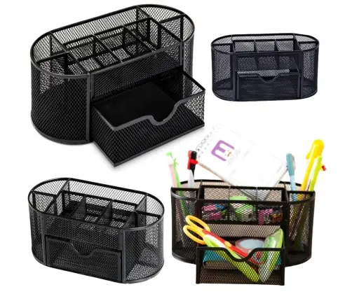 Office Supplies Organizer Container Metal Black