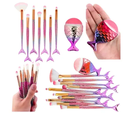 Mermaid Tail Makeup Brush Set 11pcs Rainbow
