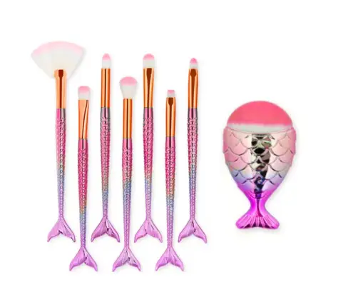 Mermaid Tail Makeup Brush Set 11pcs Rainbow