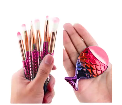Mermaid Tail Makeup Brush Set 11pcs Rainbow
