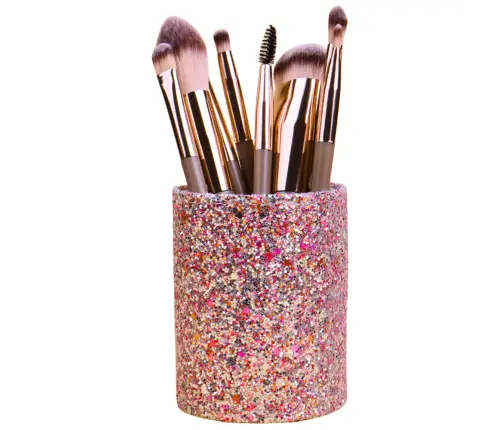 Container Cup For Brushes And Accessories Glitter Pink