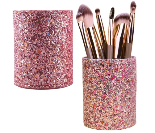 Container Cup For Brushes And Accessories Glitter Pink