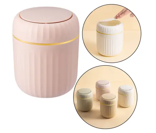 Mini Waste Bin Opening Lid Universal Elegant Pink